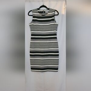 Calvin Klein Black and White Striped Mini Dress
